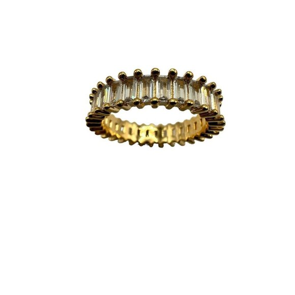 Zirconia Vertical 18 Gold Baguettes Band Ring Size 8 NWOT - Picture 6 of 7